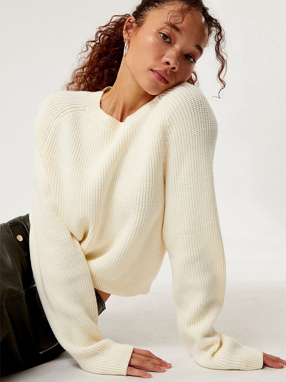 PacSun Cream Knit Crewneck Sweater